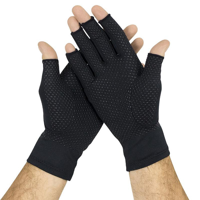 Copper compression arthritis gloves for women and men - open finger design for pain relief