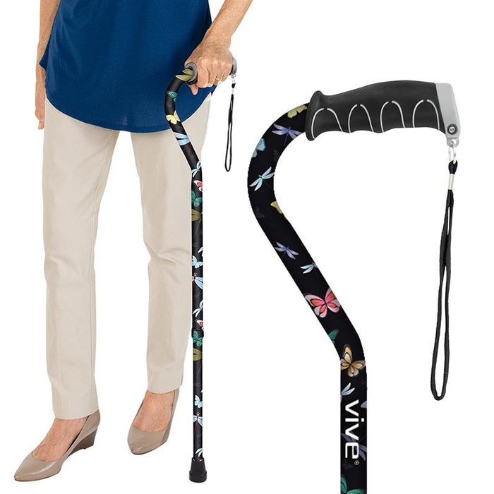 Folding walking cane for elderly seniors - adjustable height lightweight aluminium